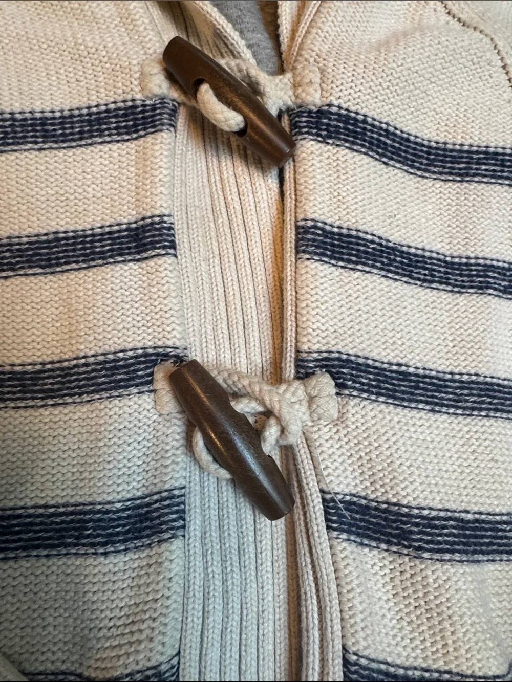 GAP Cream Striped Hooded Sweater & Light Blue Denim Shirt
